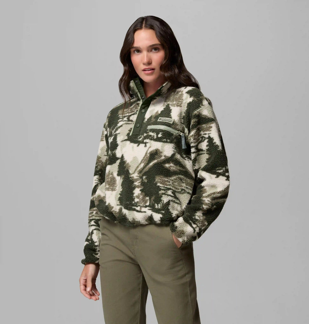 Women's Helvetia II Printed Cropped Half Snap Fleece Pullover