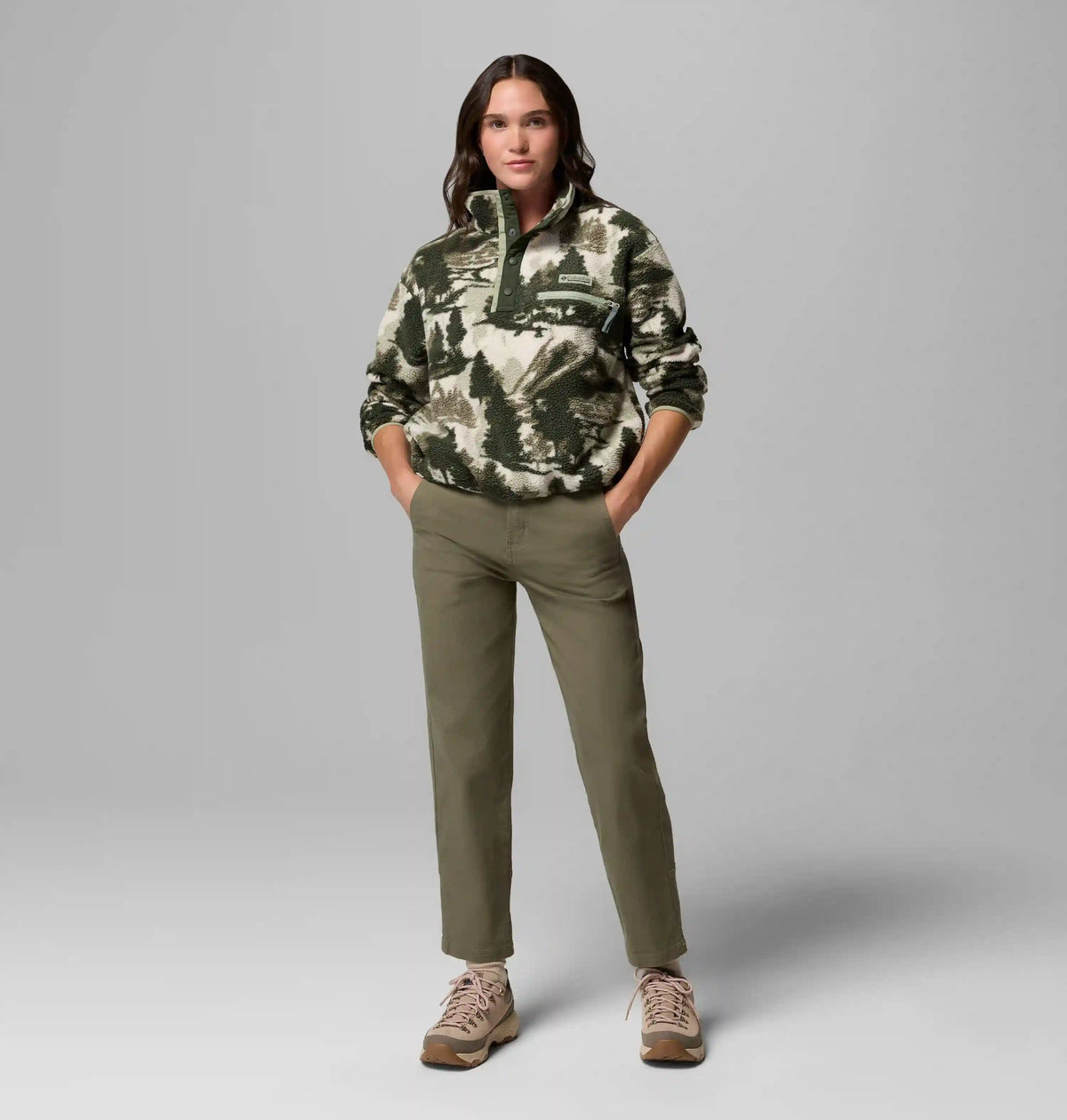 Women's Helvetia II Printed Cropped Half Snap Fleece Pullover
