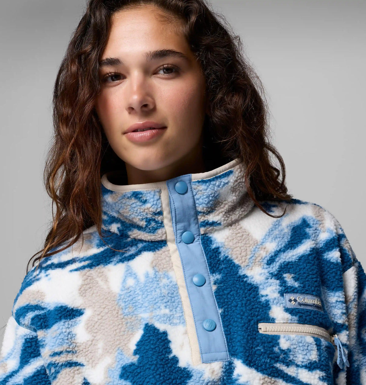 Women's Helvetia II Printed Cropped Half Snap Fleece Pullover