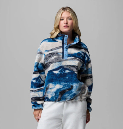 Women's Helvetia II Printed Cropped Half Snap Fleece Pullover