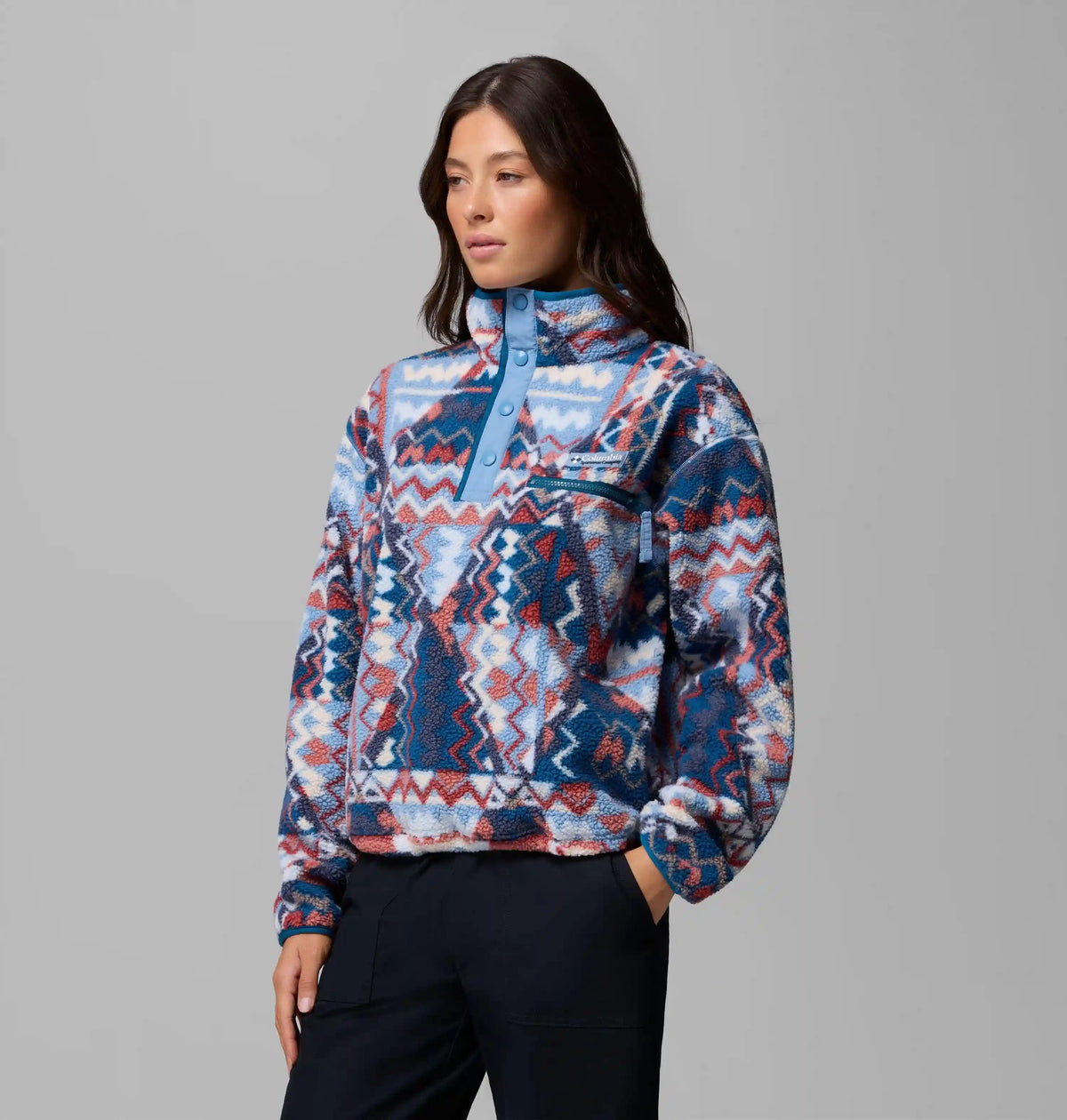 Women's Helvetia II Printed Cropped Half Snap Fleece Pullover
