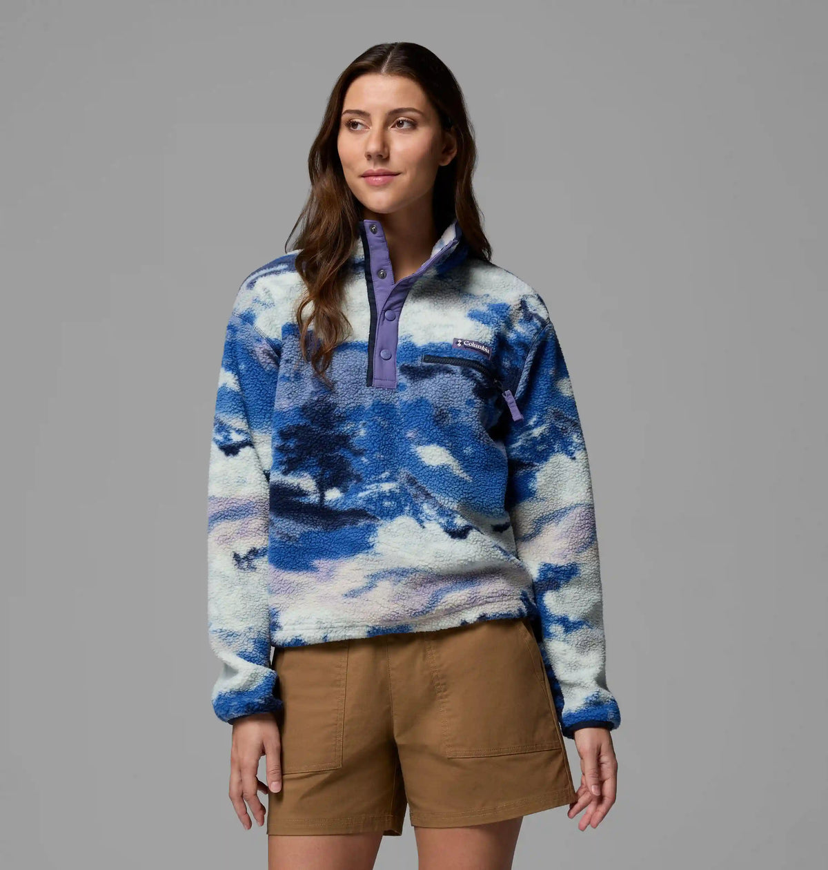 Women's Helvetia II Printed Cropped Half Snap Fleece Pullover