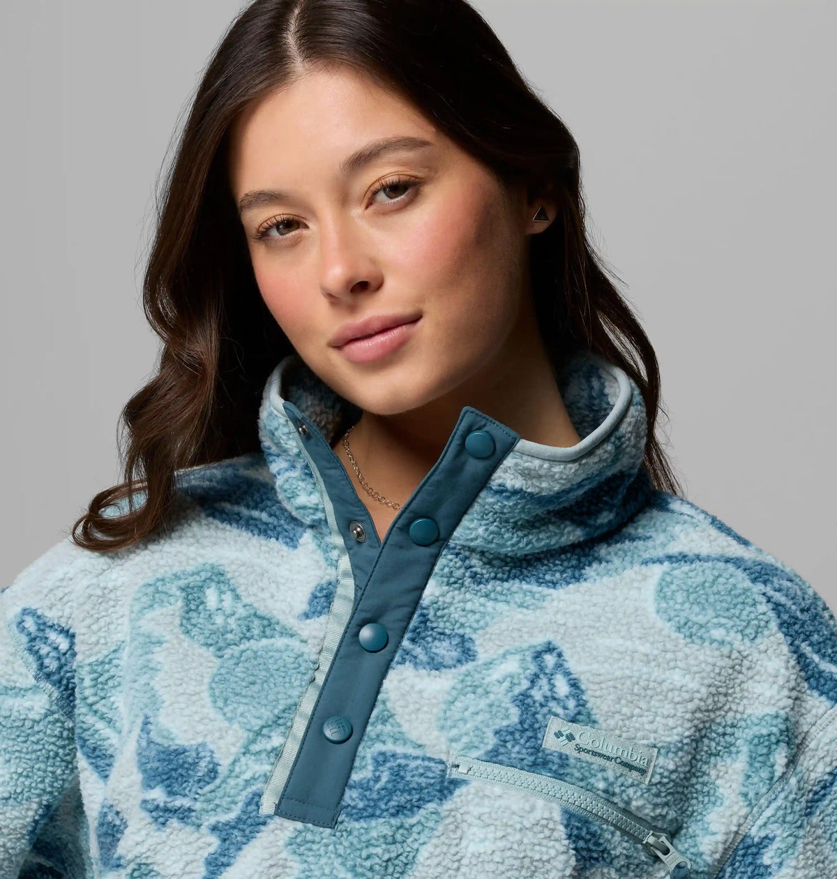 Women's Helvetia II Printed Cropped Half Snap Fleece Pullover