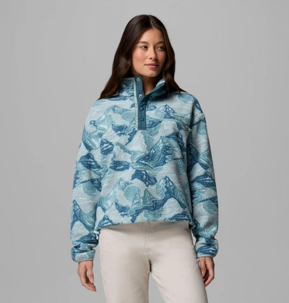 Women's Helvetia II Printed Cropped Half Snap Fleece Pullover