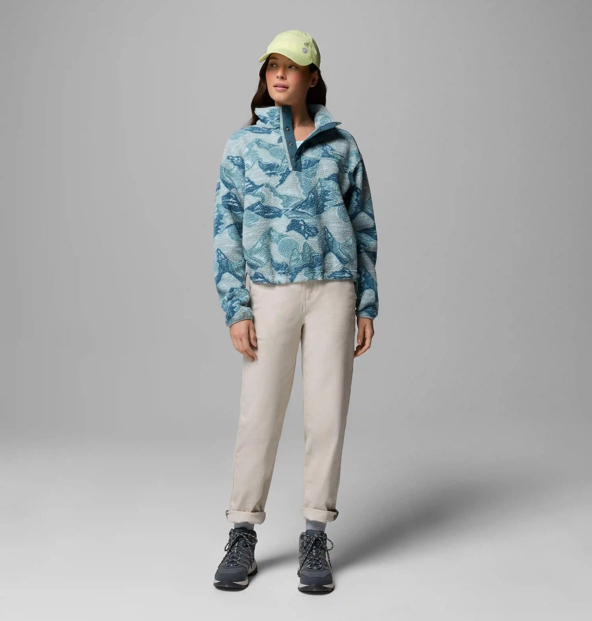 Women's Helvetia II Printed Cropped Half Snap Fleece Pullover
