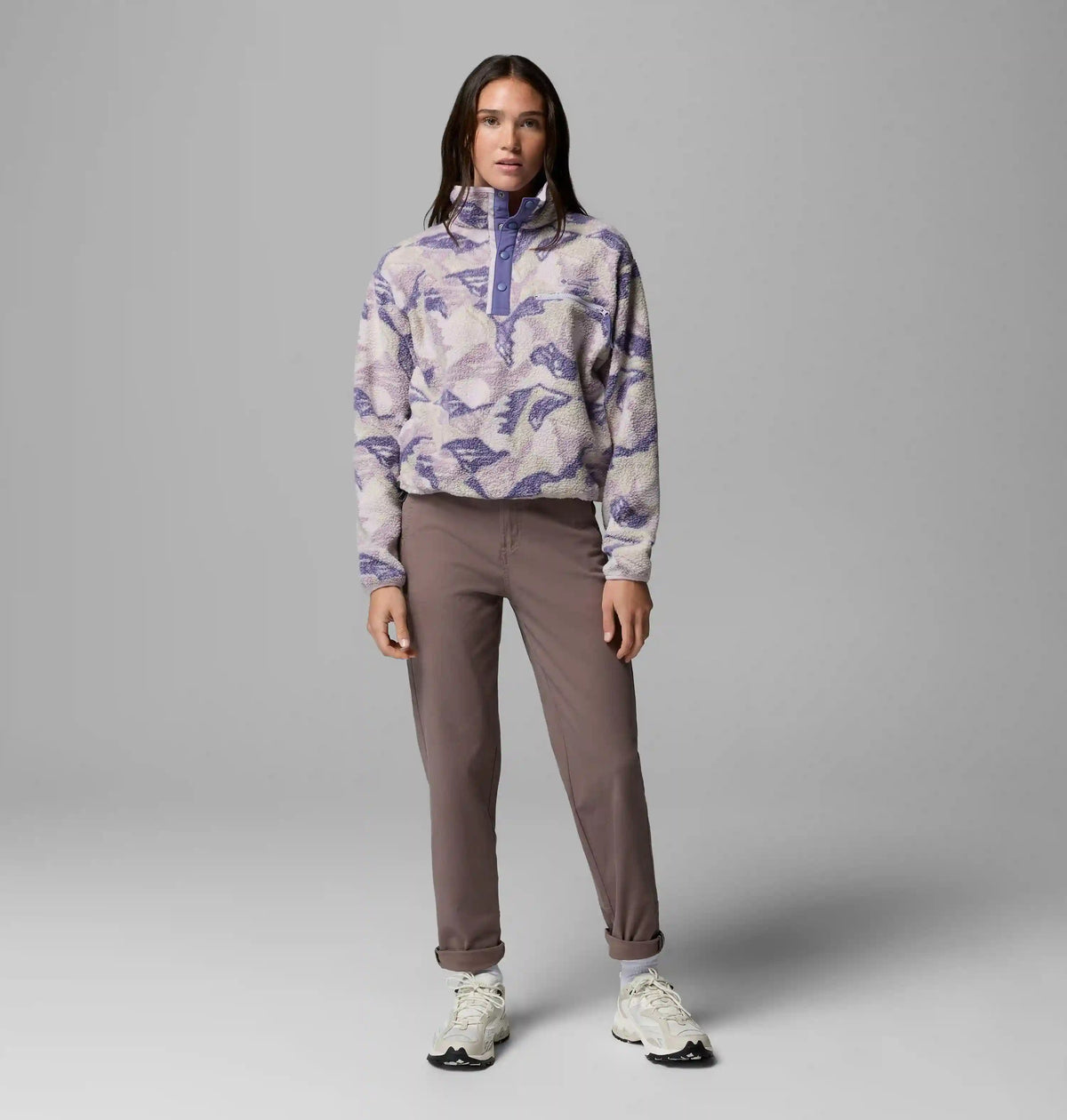 Women's Helvetia II Printed Cropped Half Snap Fleece Pullover