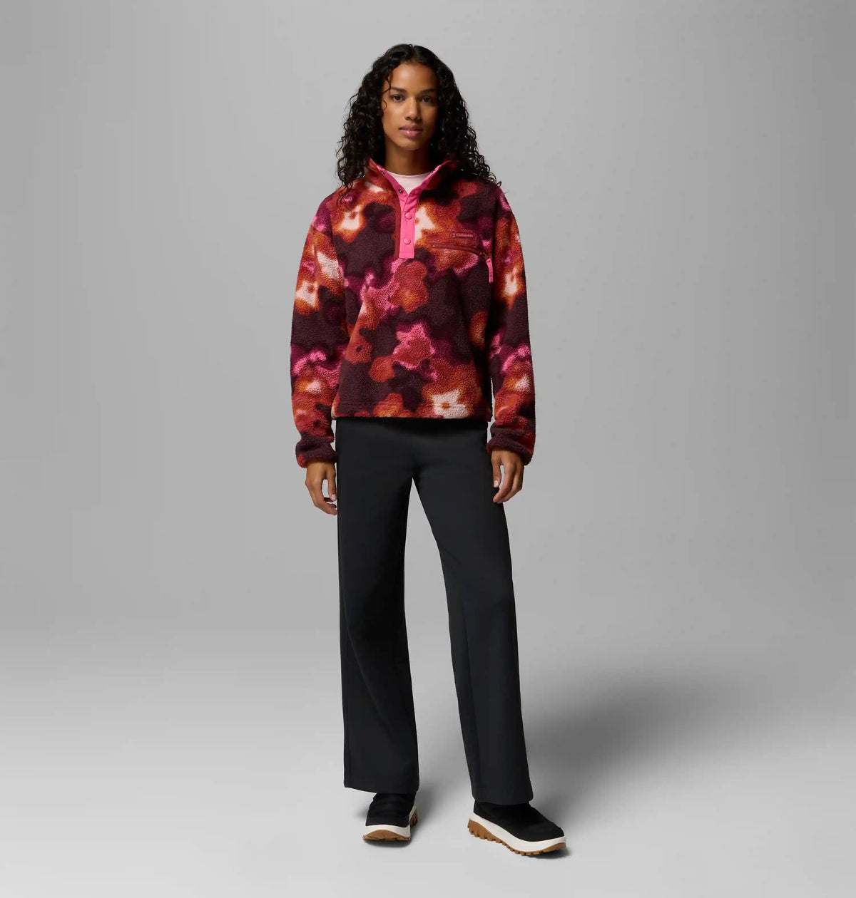 Women's Helvetia II Printed Cropped Half Snap Fleece Pullover