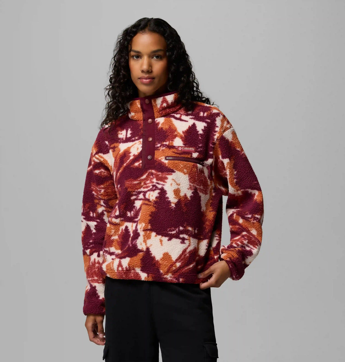 Women's Helvetia II Printed Cropped Half Snap Fleece Pullover