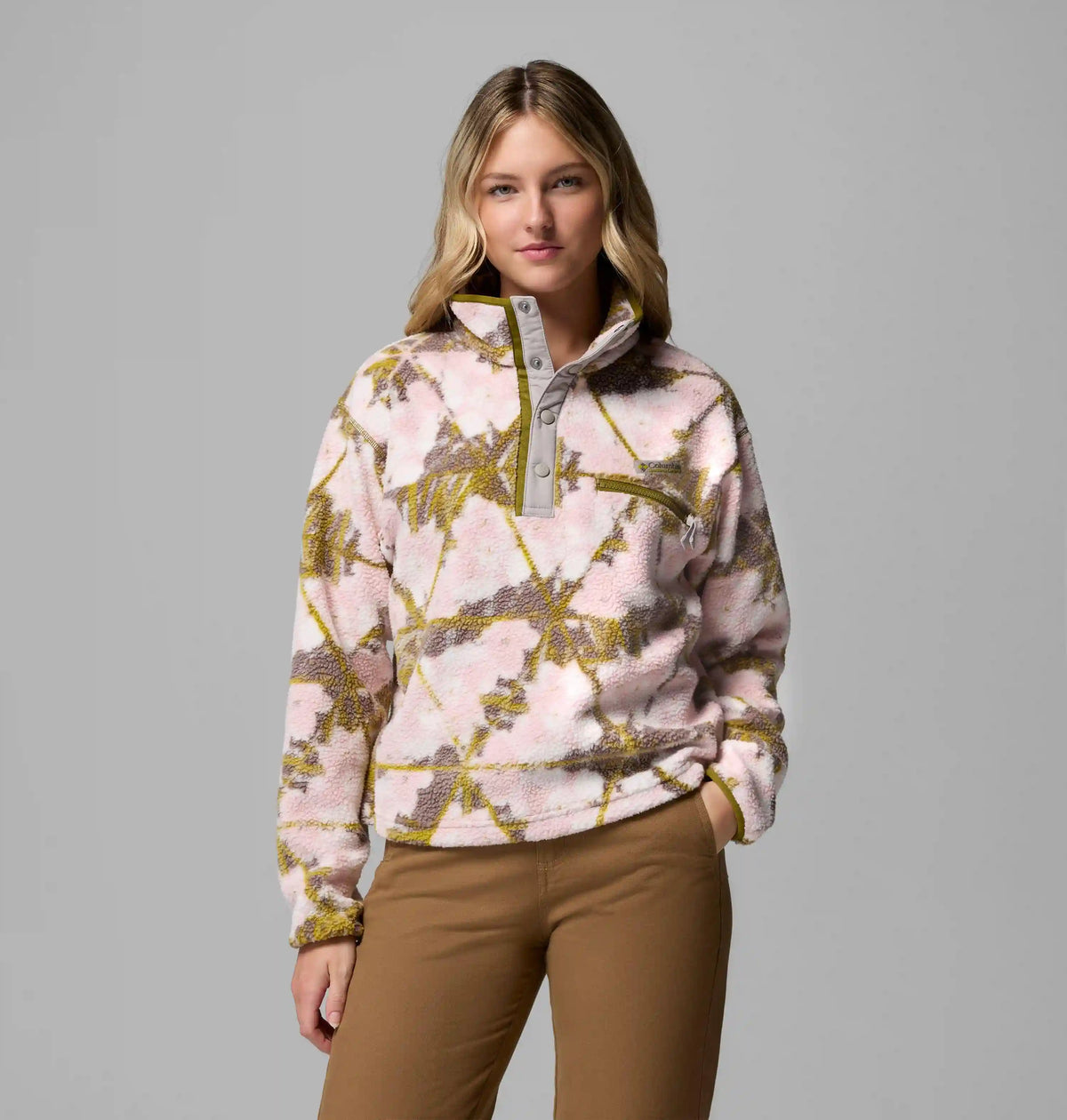 Women's Helvetia II Printed Cropped Half Snap Fleece Pullover