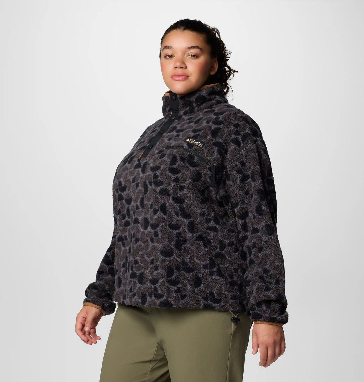 Women's Helvetia II Printed Cropped Half Snap Fleece Pullover - Plus Size