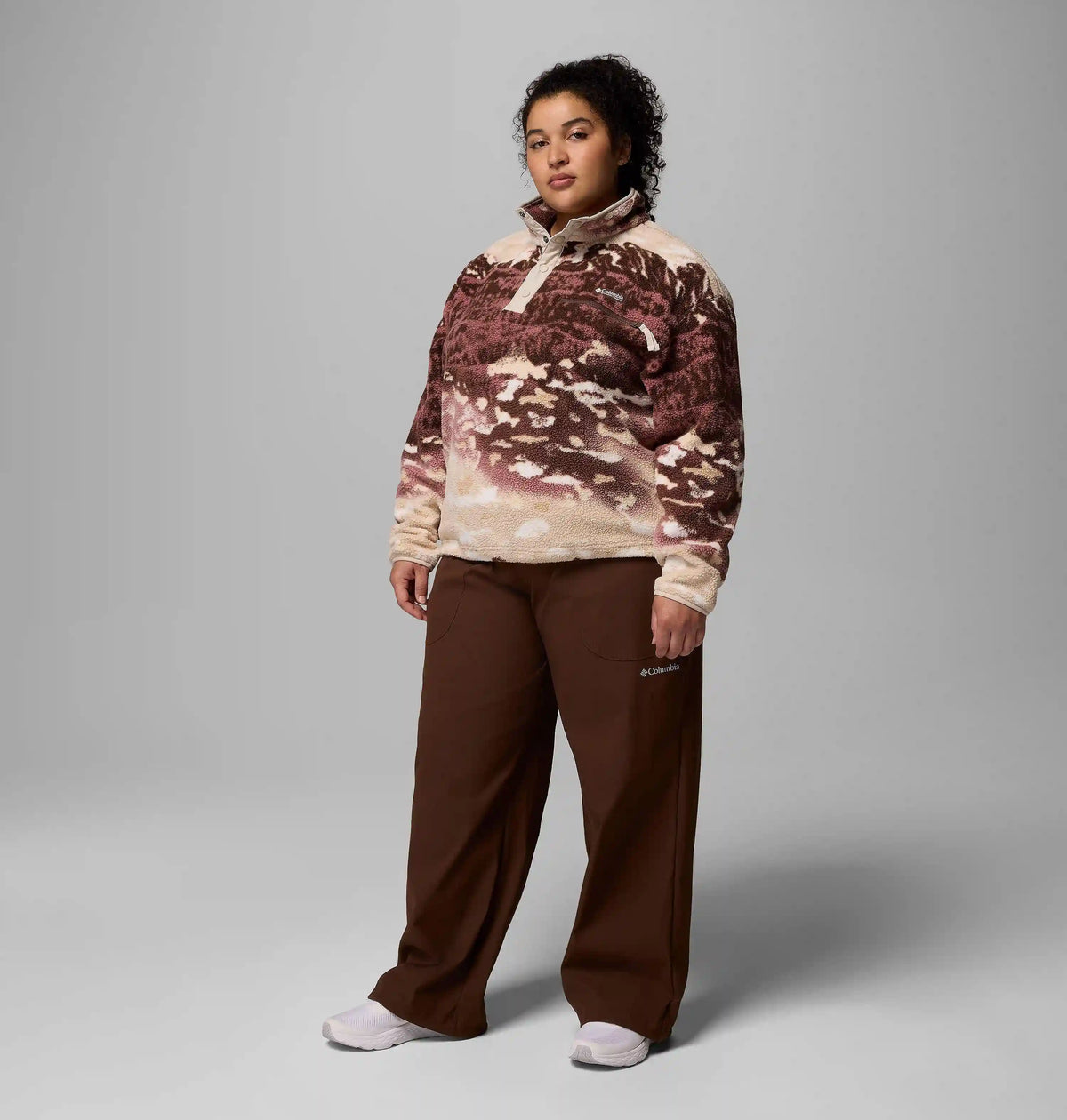 Women's Helvetia II Printed Cropped Half Snap Fleece Pullover - Plus Size
