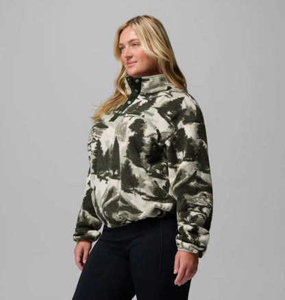 Women's Helvetia II Printed Cropped Half Snap Fleece Pullover - Plus Size