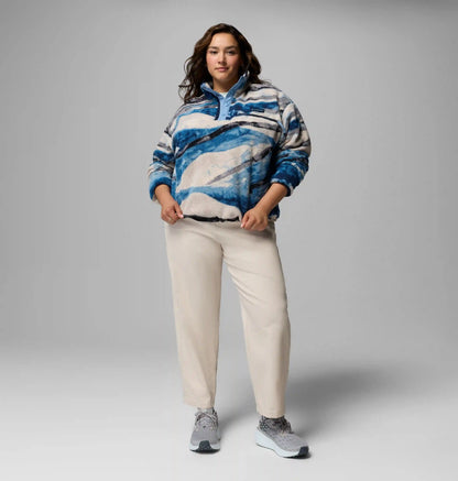 Women's Helvetia II Printed Cropped Half Snap Fleece Pullover - Plus Size