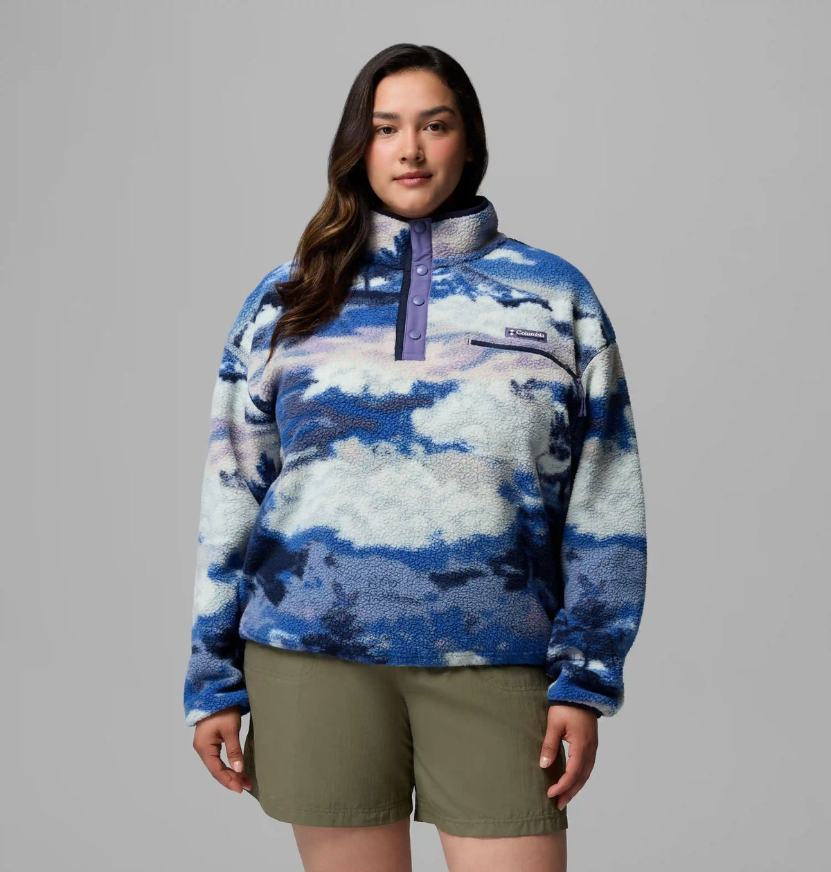 Women's Helvetia II Printed Cropped Half Snap Fleece Pullover - Plus Size