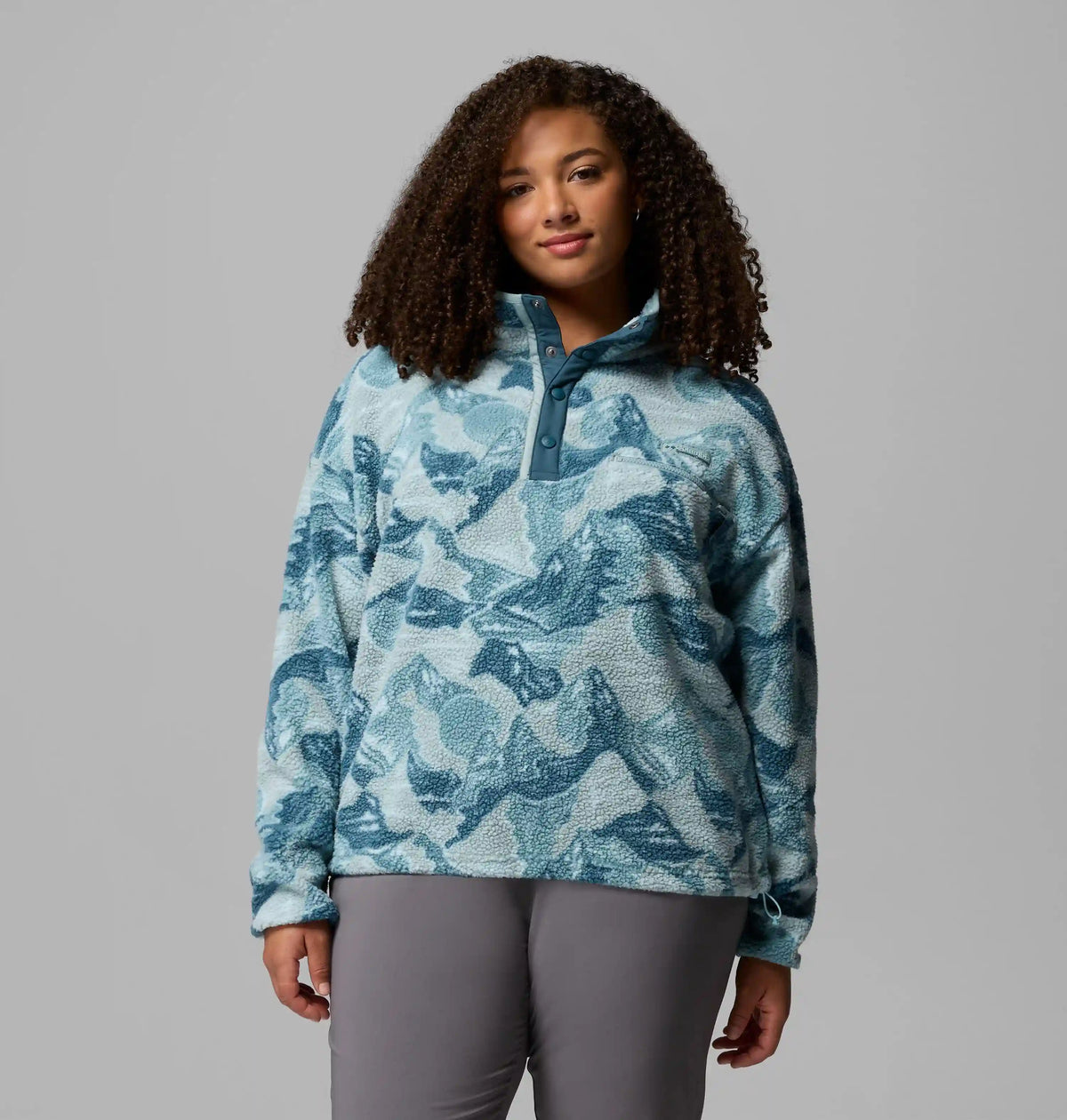 Women's Helvetia II Printed Cropped Half Snap Fleece Pullover - Plus Size