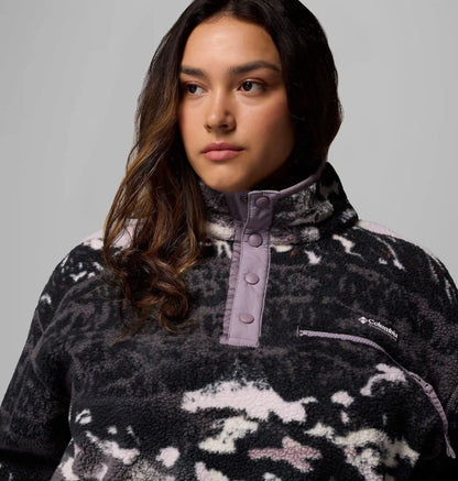 Women's Helvetia II Printed Cropped Half Snap Fleece Pullover - Plus Size