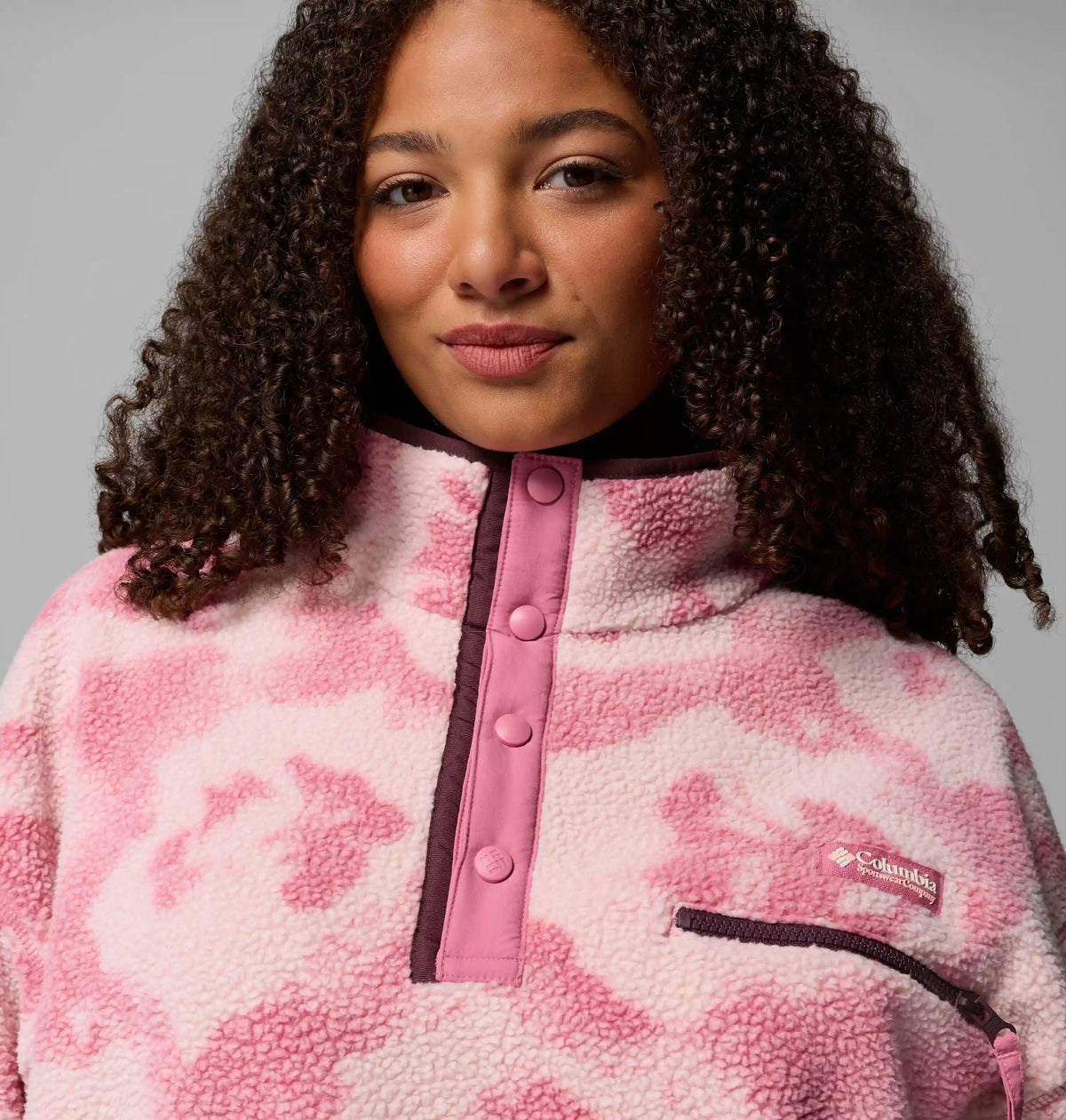 Women's Helvetia II Printed Cropped Half Snap Fleece Pullover - Plus Size