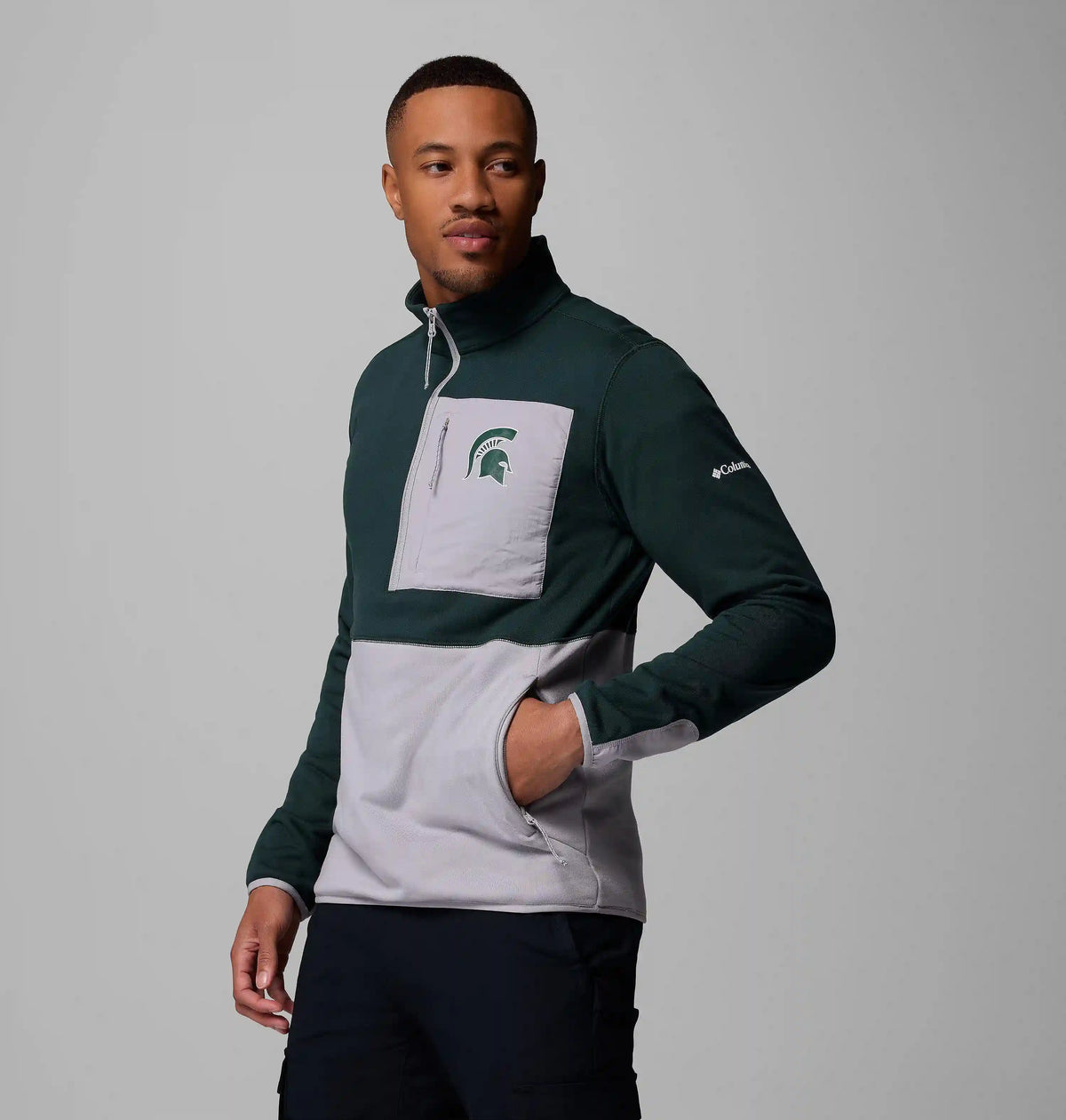 Men's Collegiate Columbia Hike Half Zip Jacket - Michigan State
