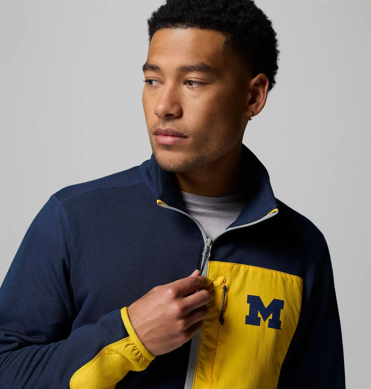 Men's Collegiate Columbia Hike Half Zip Jacket - Michigan