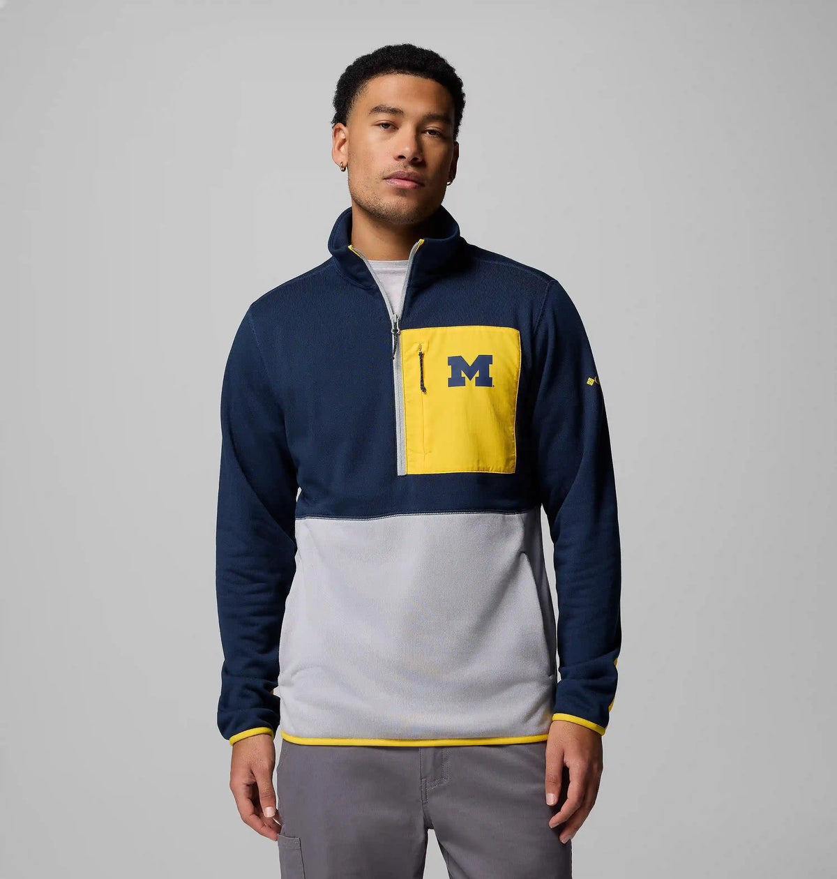 Men's Collegiate Columbia Hike Half Zip Jacket - Michigan