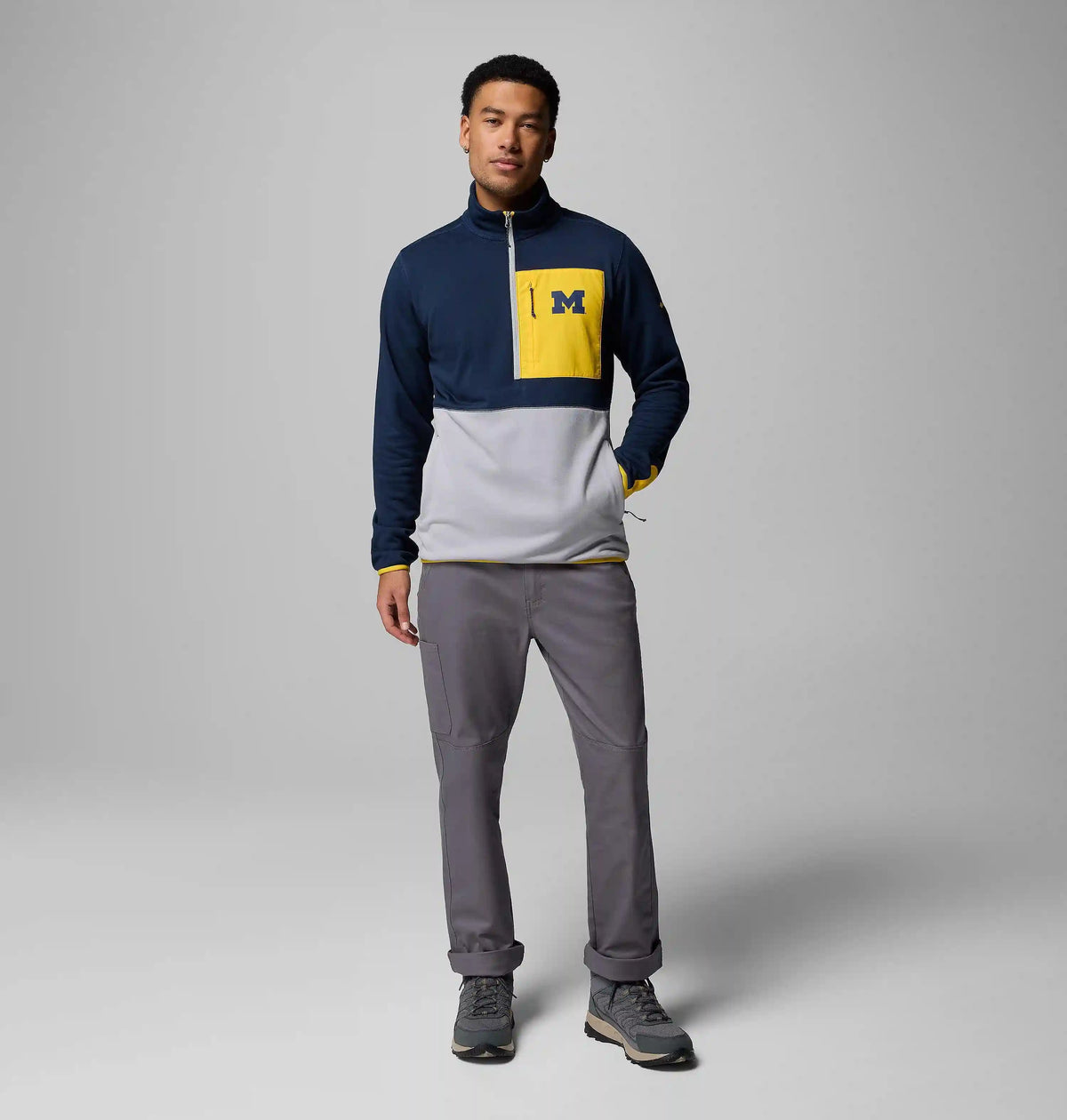 Men's Collegiate Columbia Hike Half Zip Jacket - Michigan