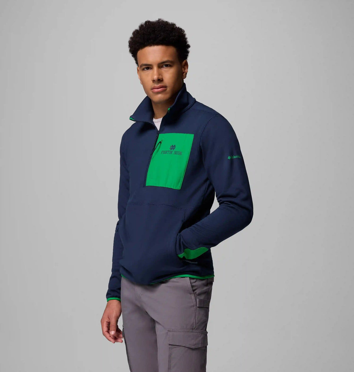 Men's Collegiate Columbia Hike Half Zip Jacket - Notre Dame