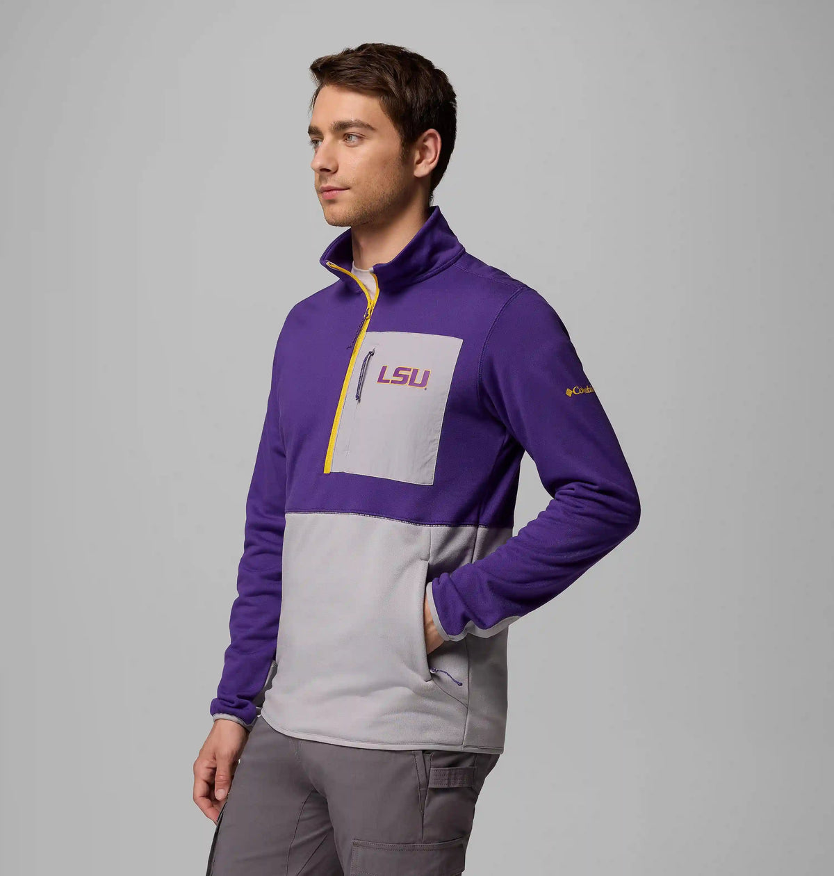 Men's Collegiate Columbia Hike Half Zip Jacket - LSU