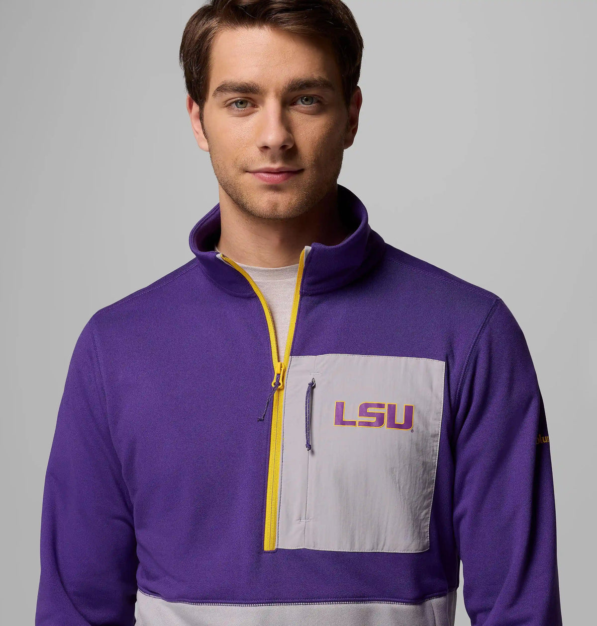 Men's Collegiate Columbia Hike Half Zip Jacket - LSU