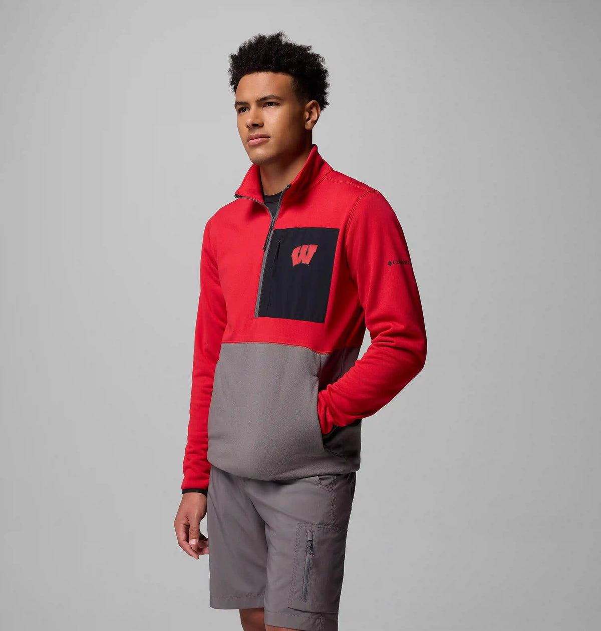 Men's Collegiate Columbia Hike Half Zip Jacket - Wisconsin