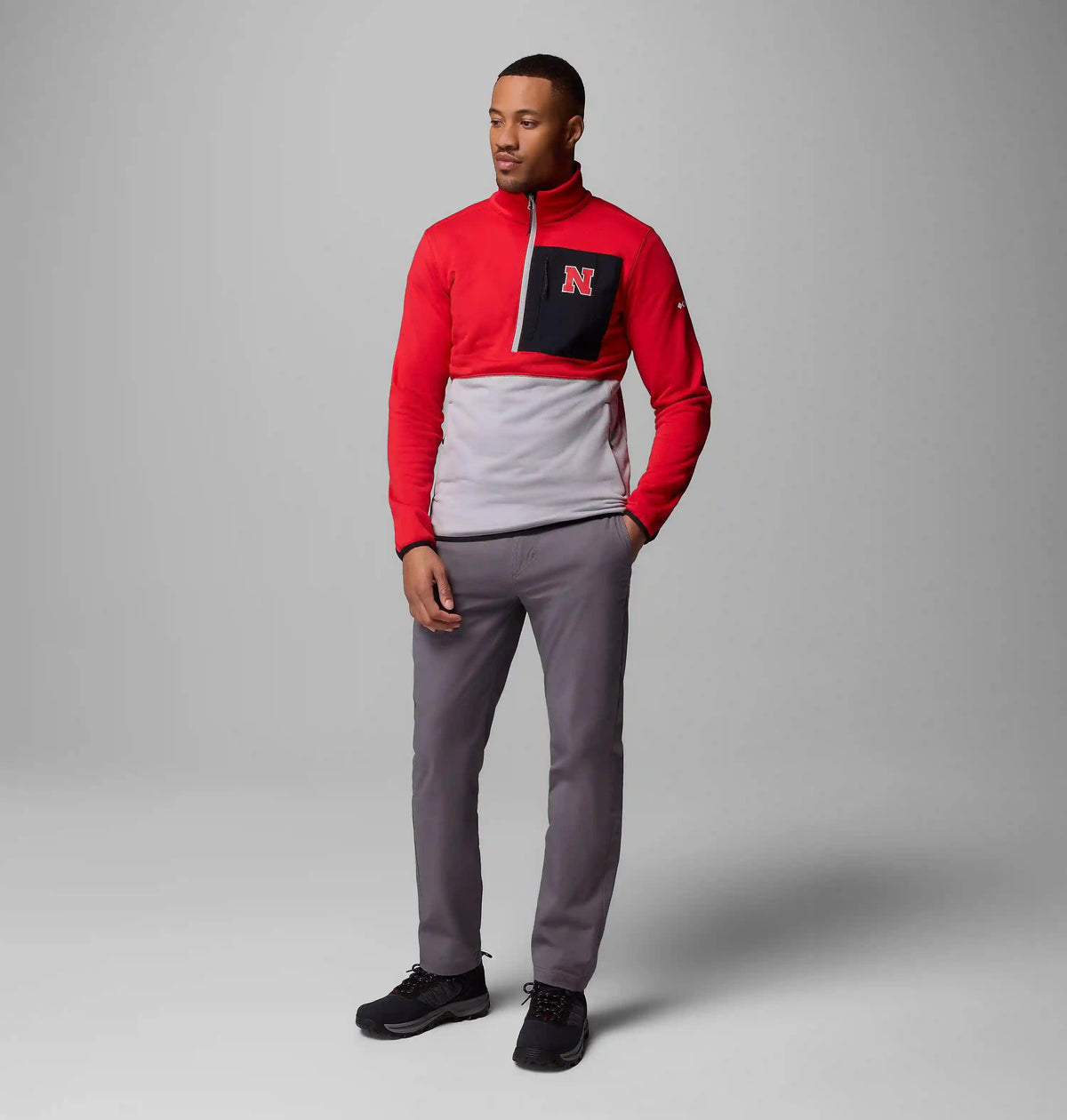 Men's Collegiate Columbia Hike Half Zip Jacket - Nebraska