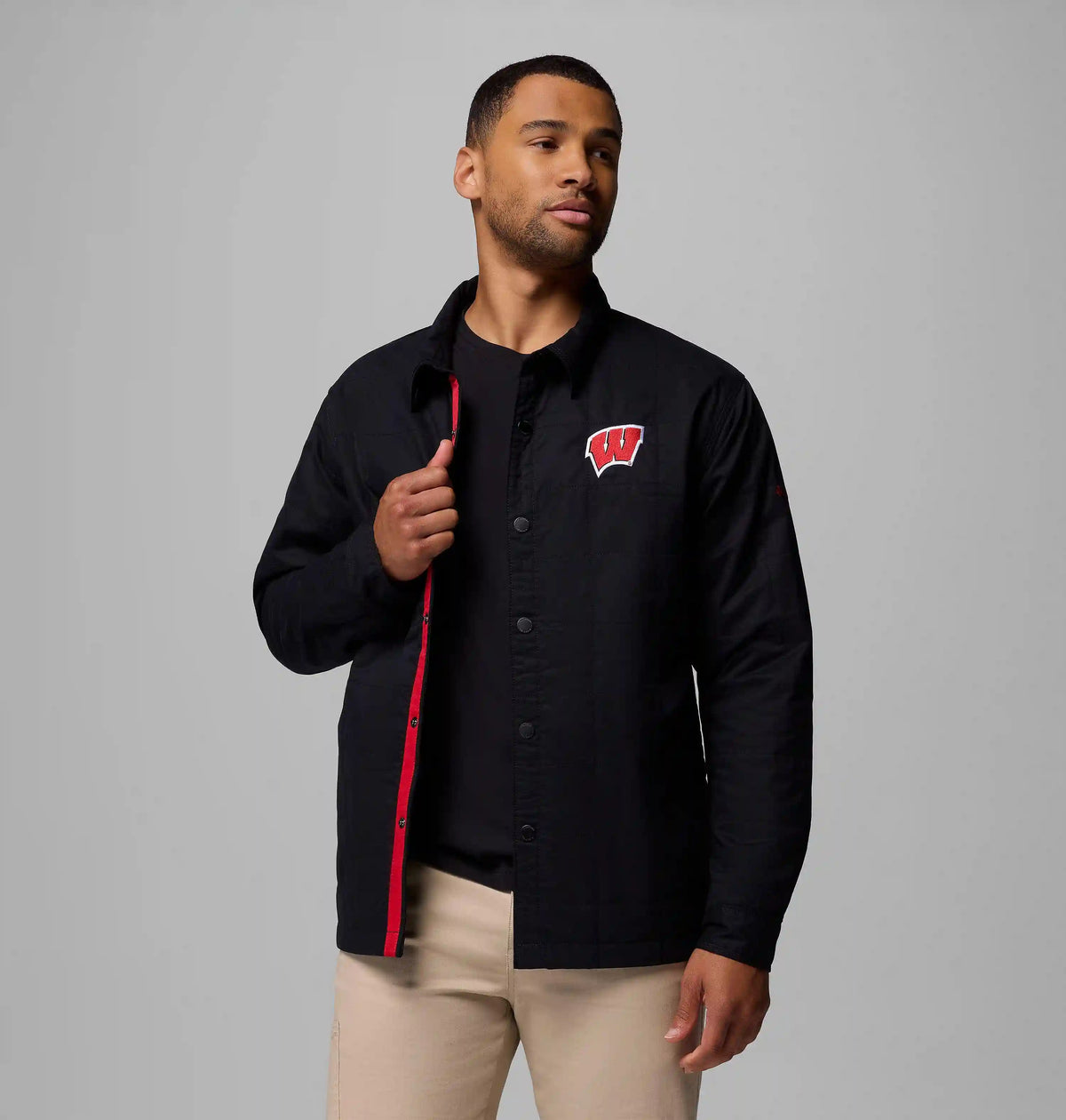 Men's Collegiate Campus Roam Quilted Shirt Jacket - Wisconsin