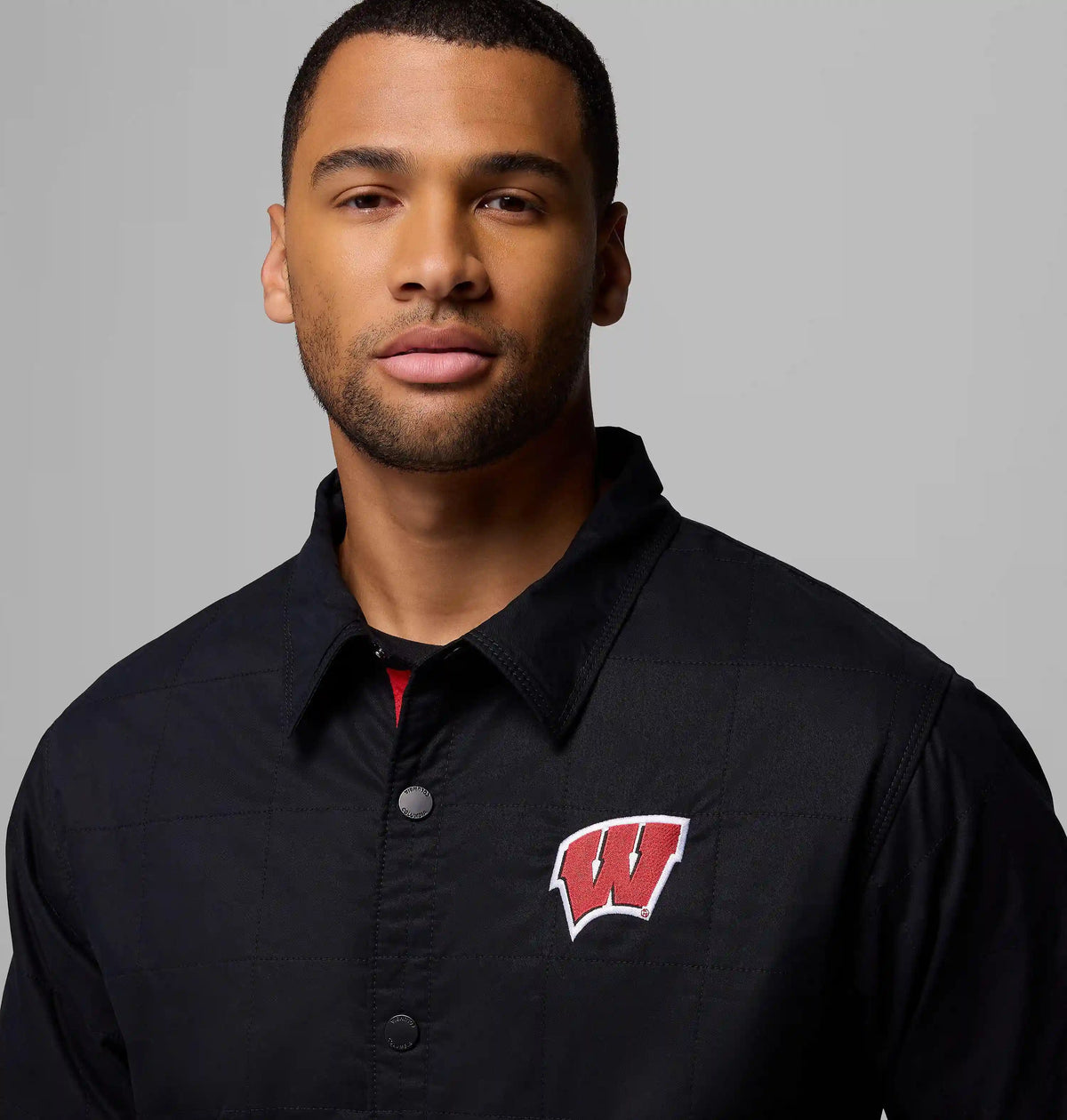 Men's Collegiate Campus Roam Quilted Shirt Jacket - Wisconsin