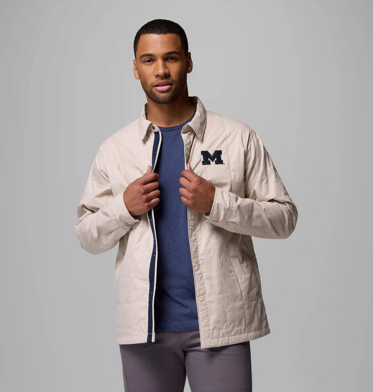 Men's Collegiate Campus Roam Quilted Shirt Jacket - Michigan