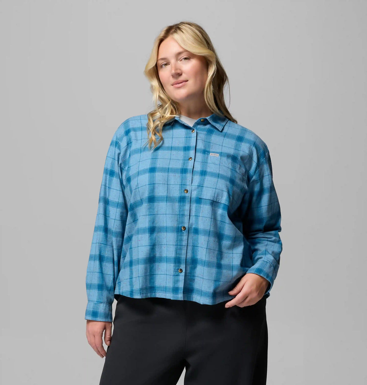 Women's Blue Point Creek Woven Long Sleeve Shirt - Plus Size