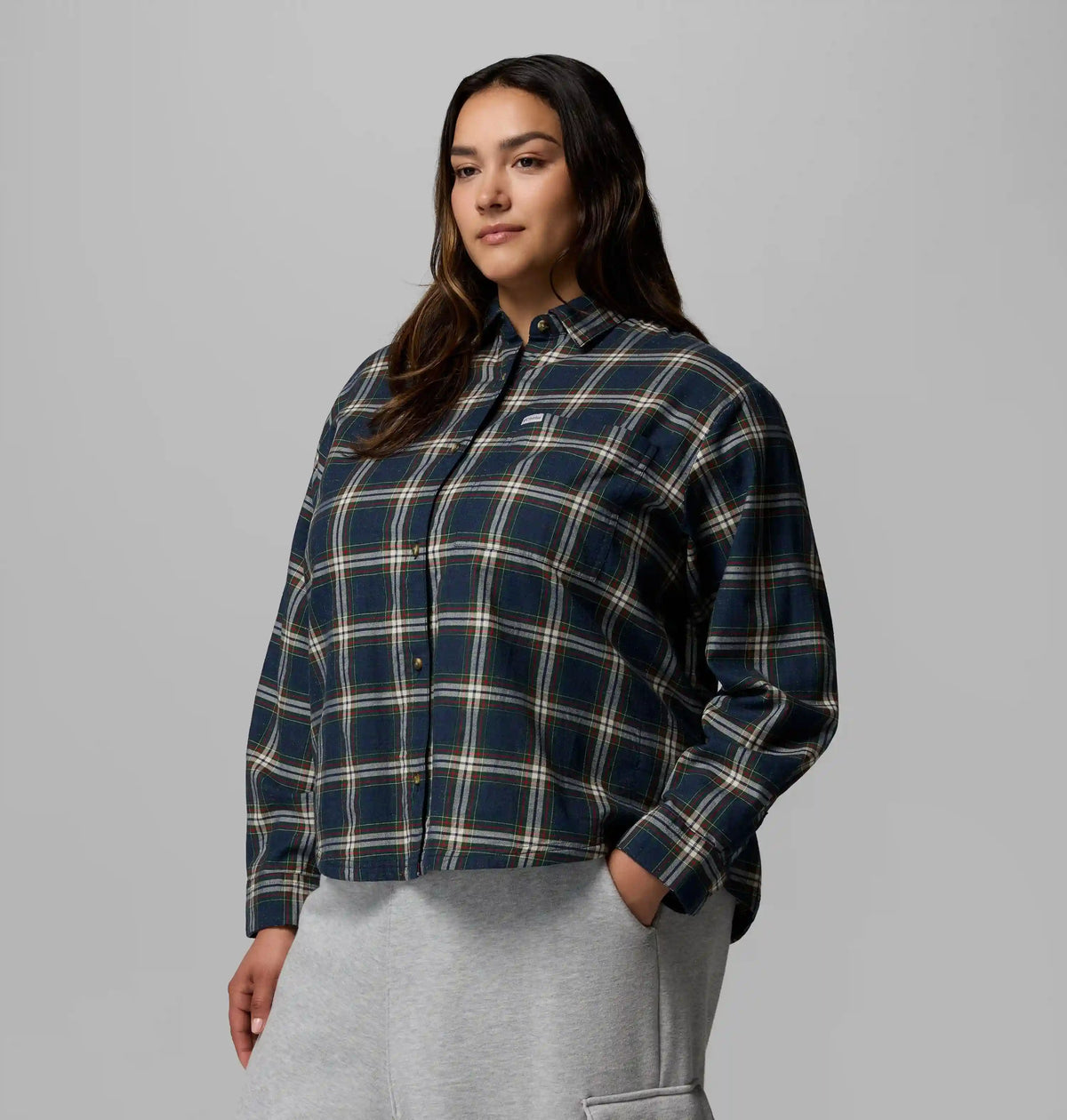 Women's Blue Point Creek Woven Long Sleeve Shirt - Plus Size