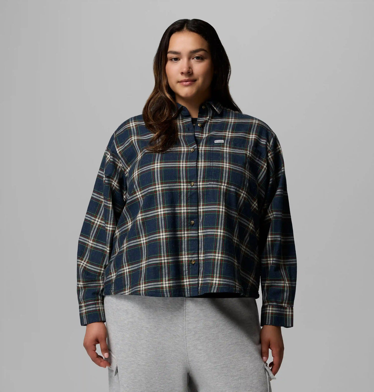 Women's Blue Point Creek Woven Long Sleeve Shirt - Plus Size