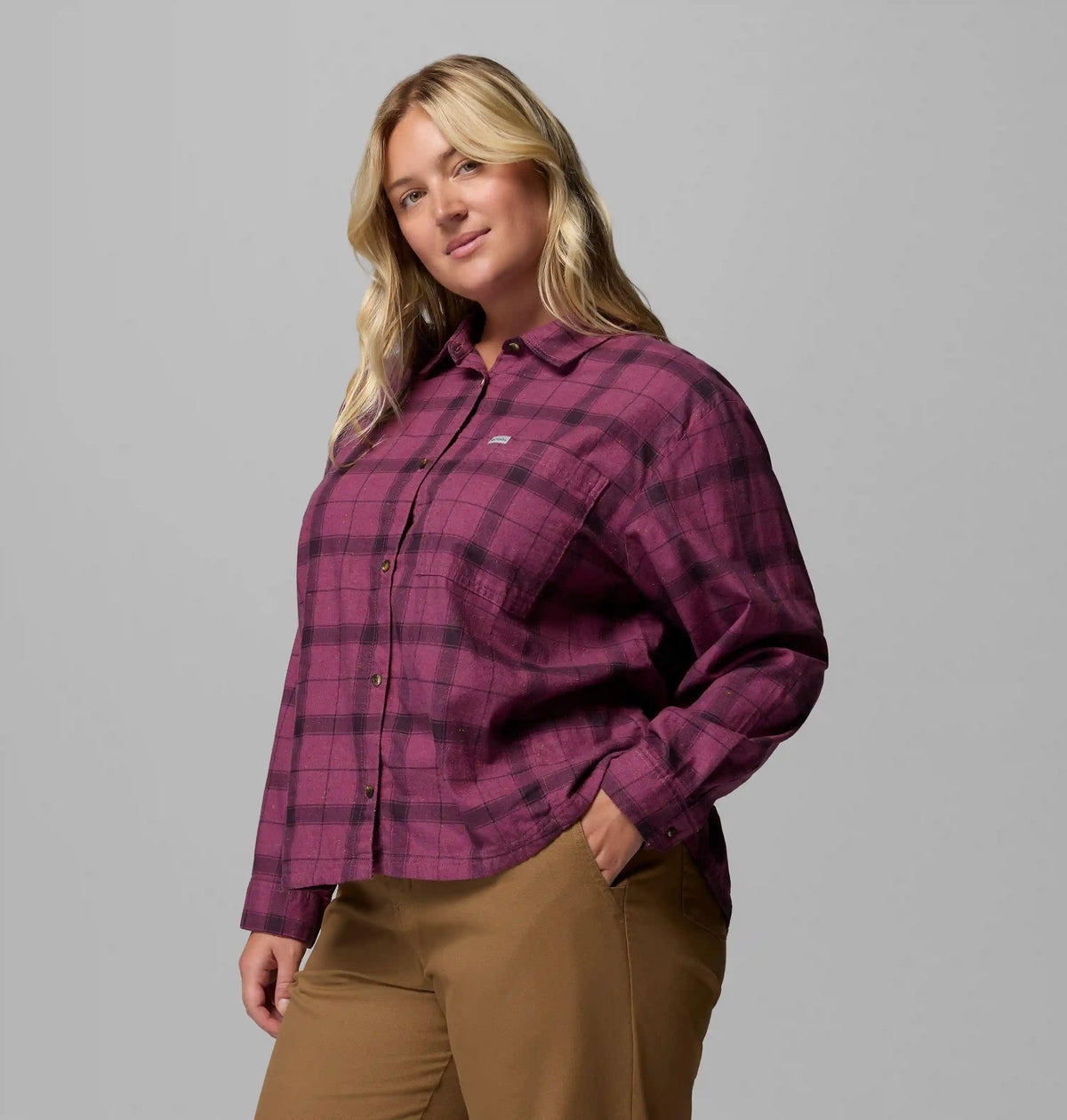Women's Blue Point Creek Woven Long Sleeve Shirt - Plus Size