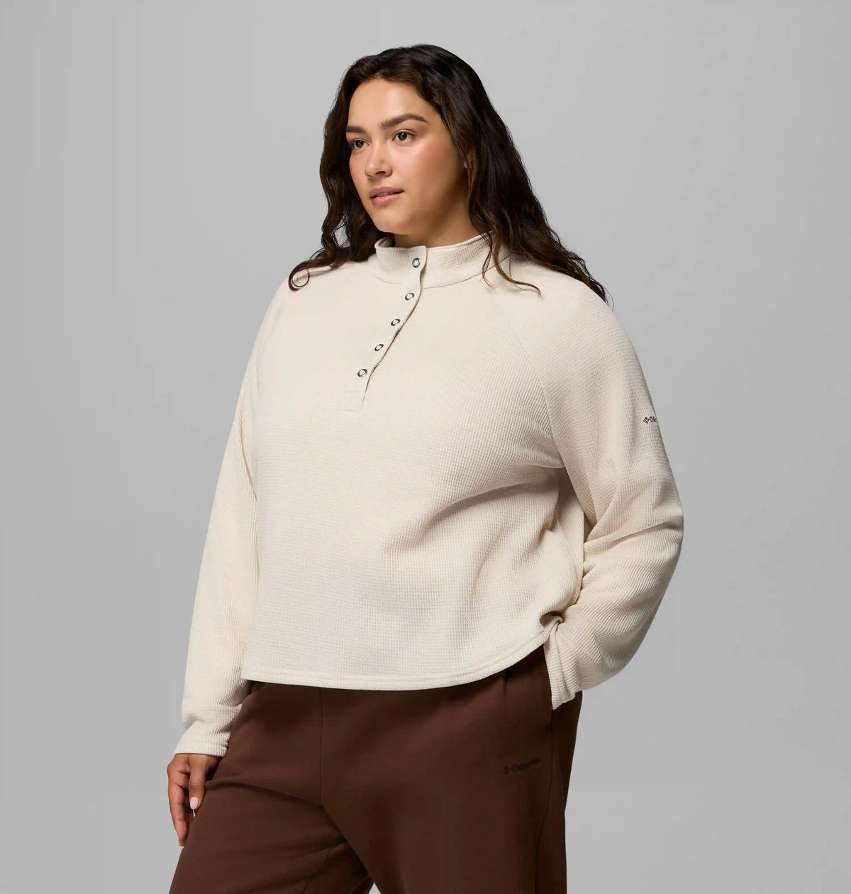 Women's Holly Hideaway Waffle Half Snap Shirt - Plus Size