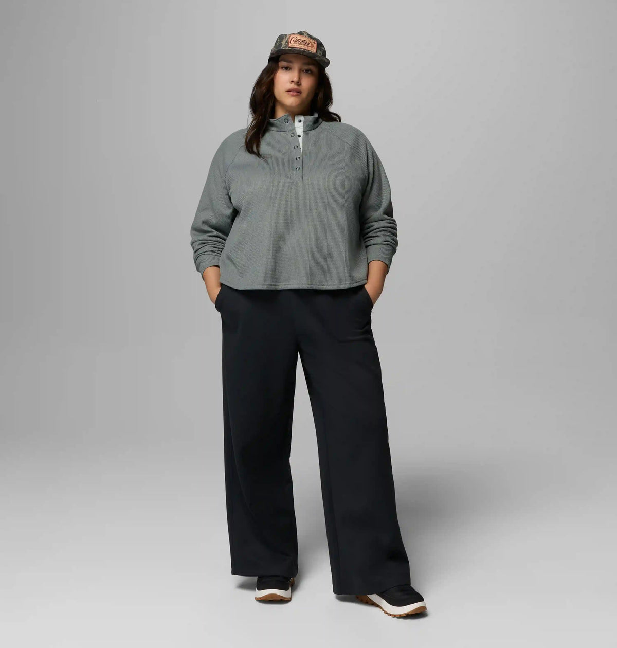 Women's Holly Hideaway Waffle Half Snap Shirt - Plus Size