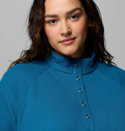 Women's Holly Hideaway Waffle Half Snap Shirt - Plus Size
