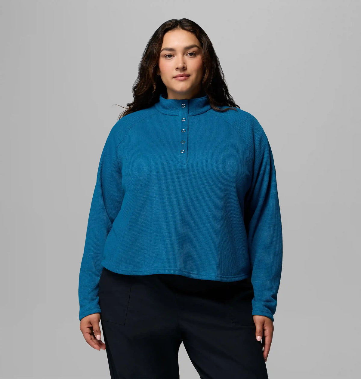 Women's Holly Hideaway Waffle Half Snap Shirt - Plus Size