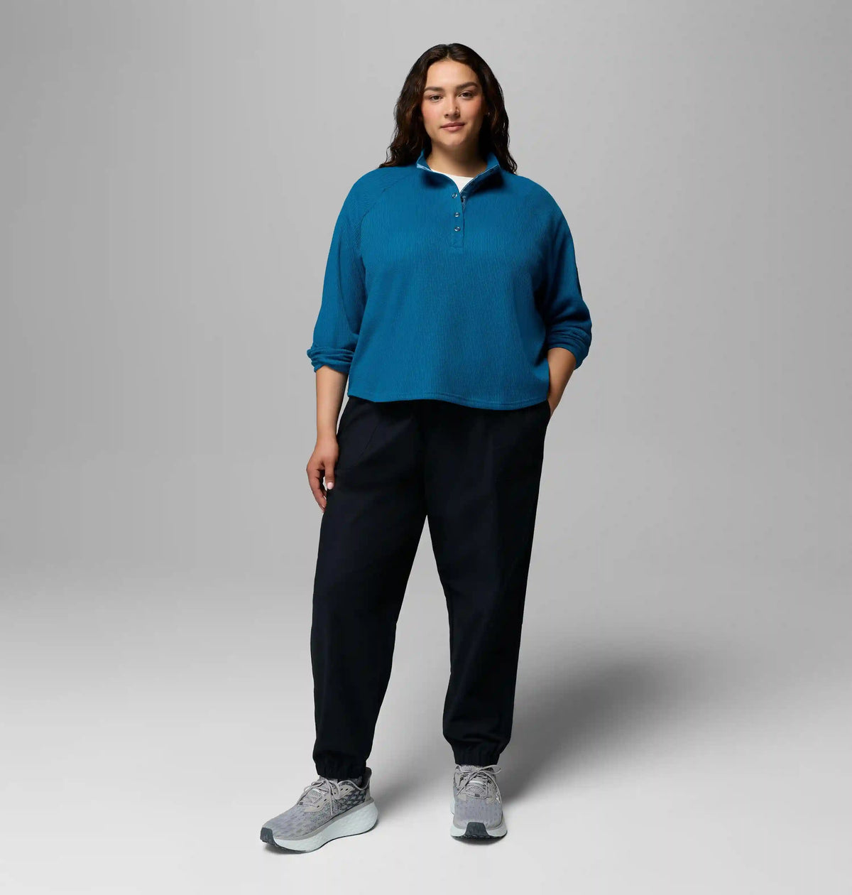 Women's Holly Hideaway Waffle Half Snap Shirt - Plus Size