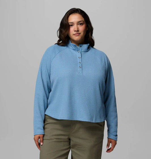 Women's Holly Hideaway Waffle Half Snap Shirt - Plus Size