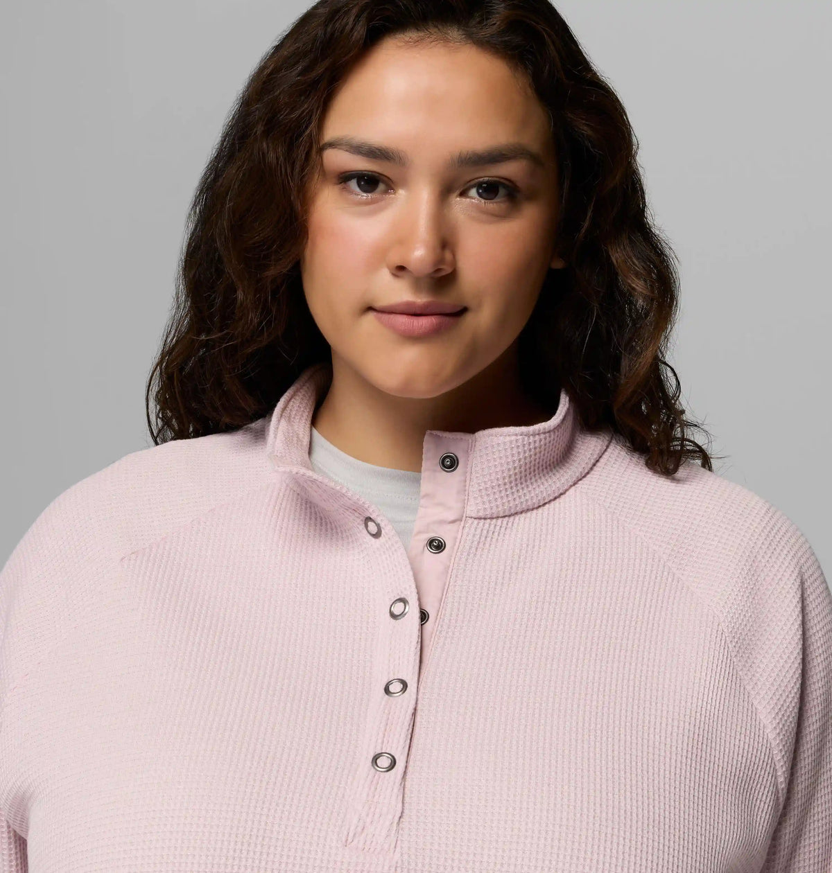 Women's Holly Hideaway Waffle Half Snap Shirt - Plus Size