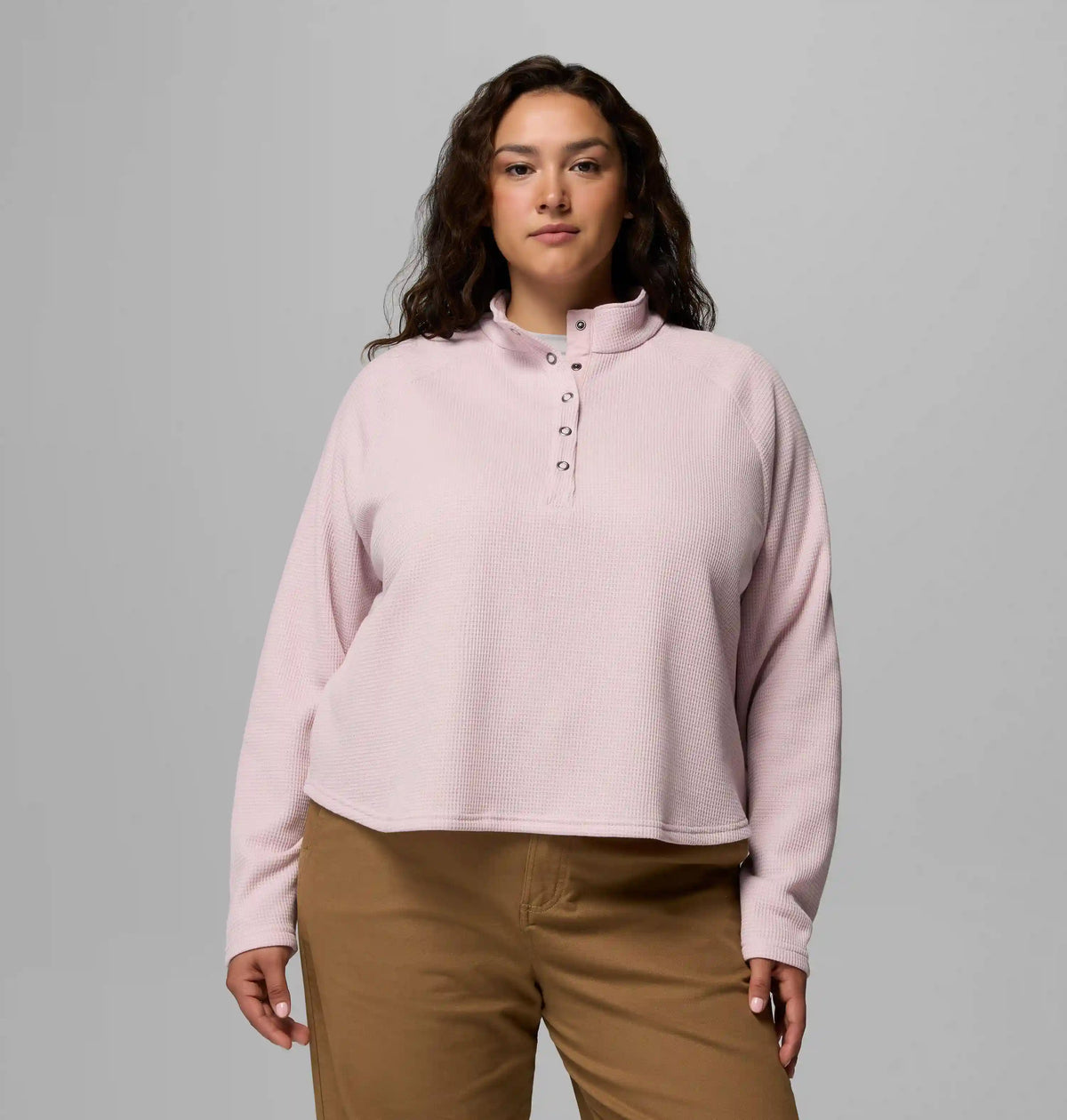 Women's Holly Hideaway Waffle Half Snap Shirt - Plus Size