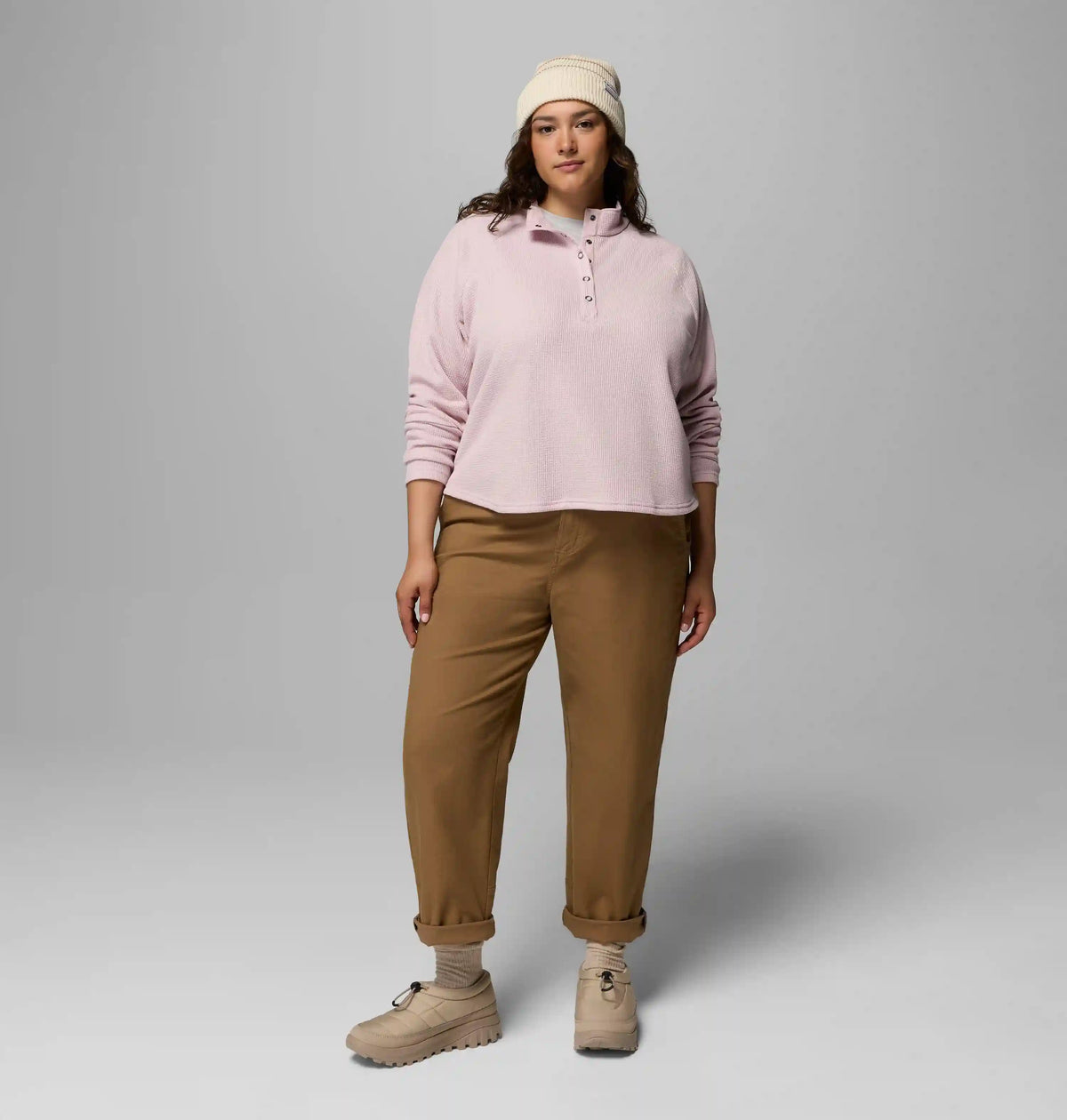 Women's Holly Hideaway Waffle Half Snap Shirt - Plus Size