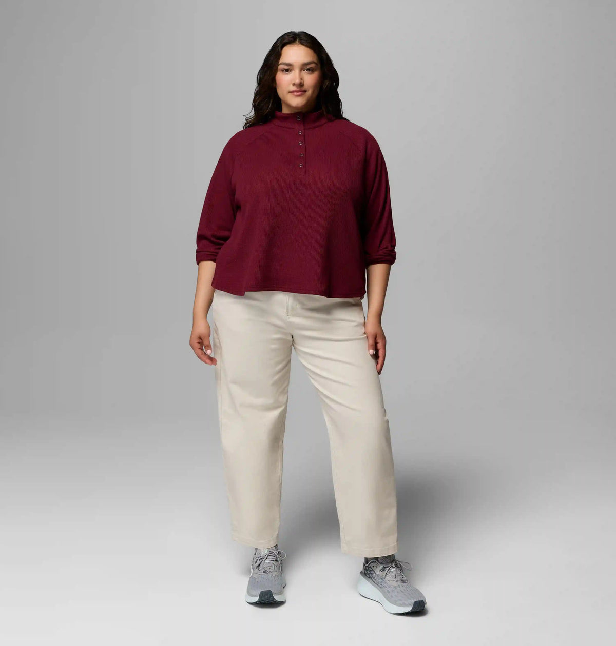 Women's Holly Hideaway Waffle Half Snap Shirt - Plus Size