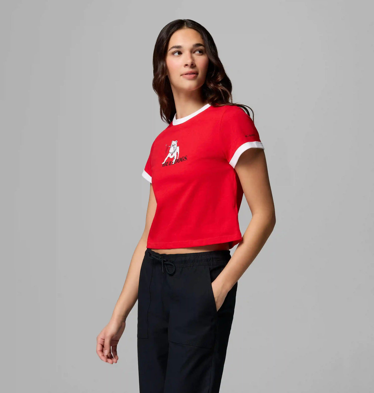 Women's Collegiate Rolling Bend Ringer Tee - Georgia