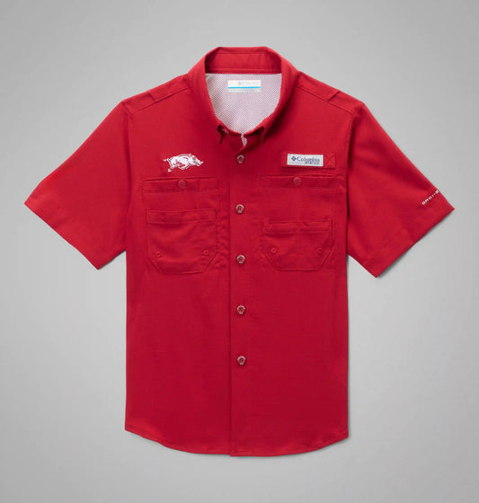 Kids' Collegiate PFG Tamiami Short Sleeve Shirt - Arkansas