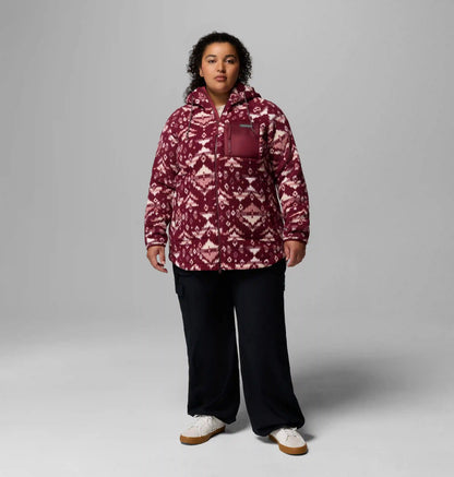 Women's Winter Warmth Printed Full Zip Hoodie - Plus Size